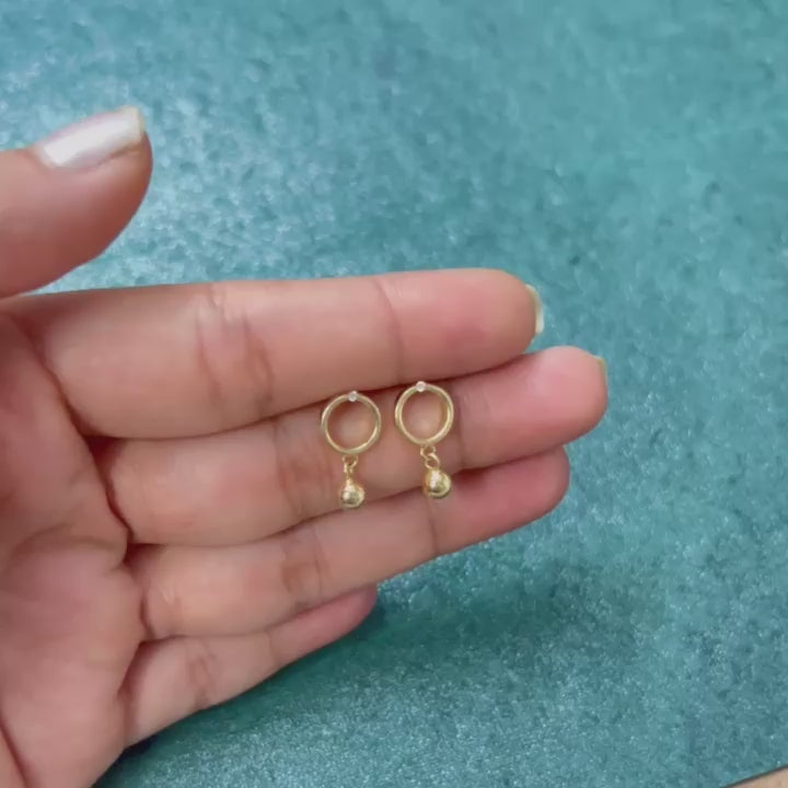 Gold Plated Sphere Drop Earrings